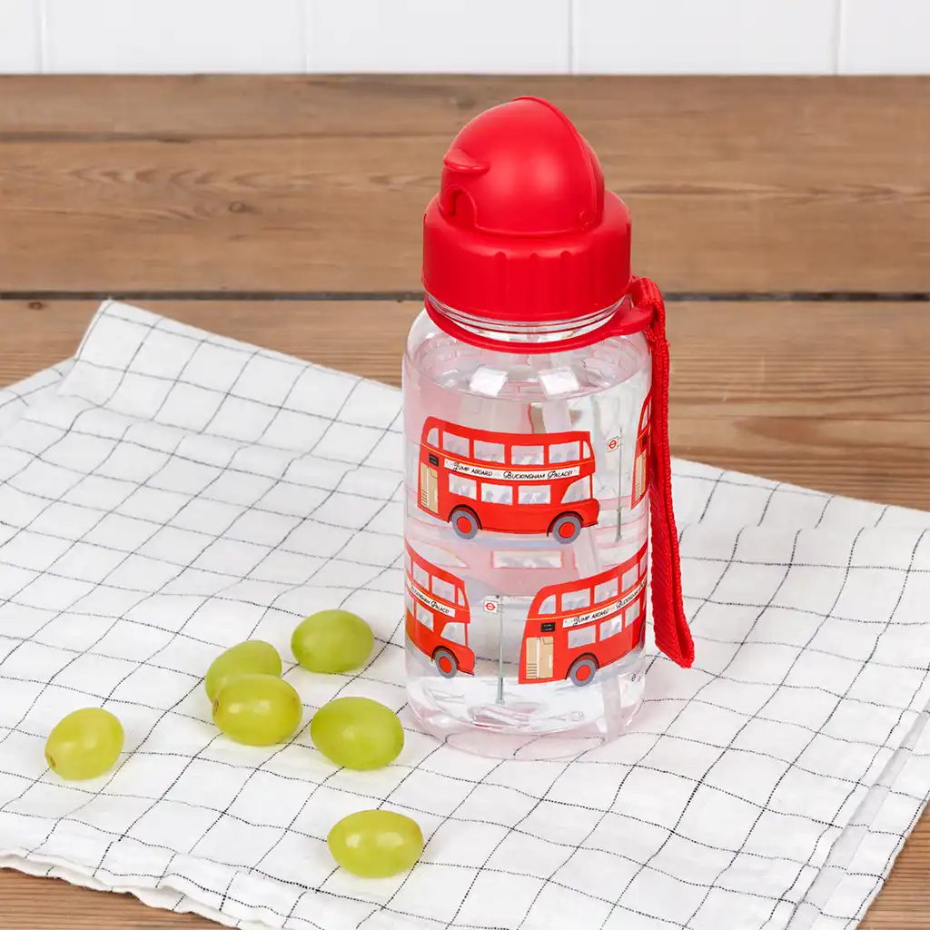 wasserflasche für kinder mit strohhalm 500ml - tfl london town bus