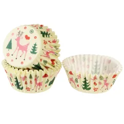 cupcake cases (pack of 50) - 50s christmas 
