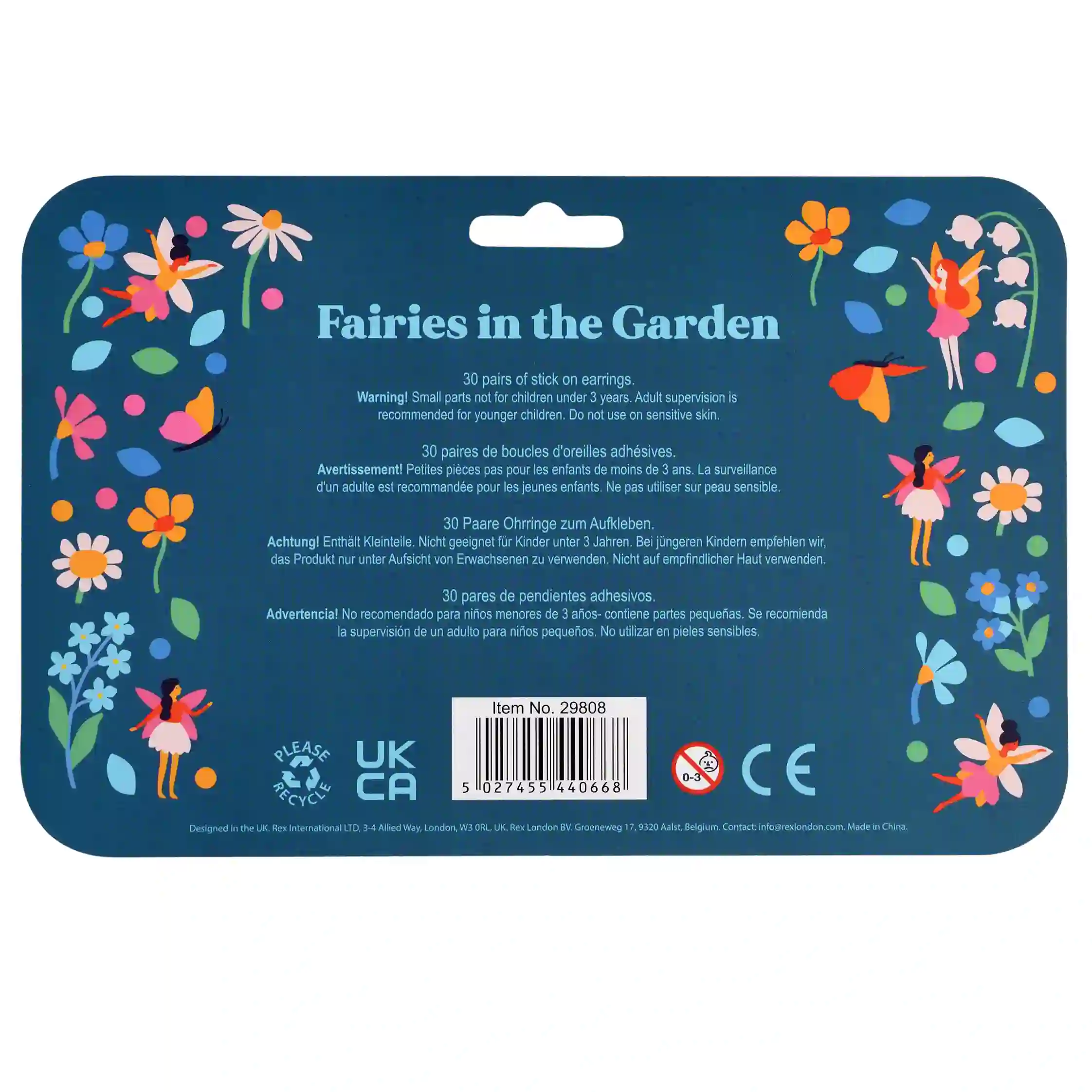 stick on earrings (30 pairs) - fairies in the garden