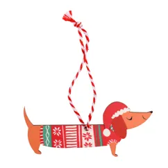wooden hanging christmas decoration - sausage dog