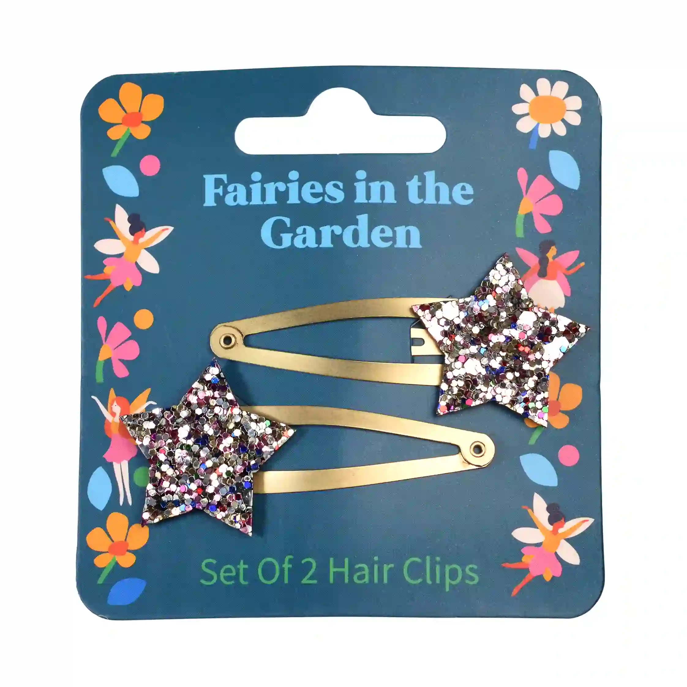 glitter-star-haar-clips fairies in the garden (2-er set)