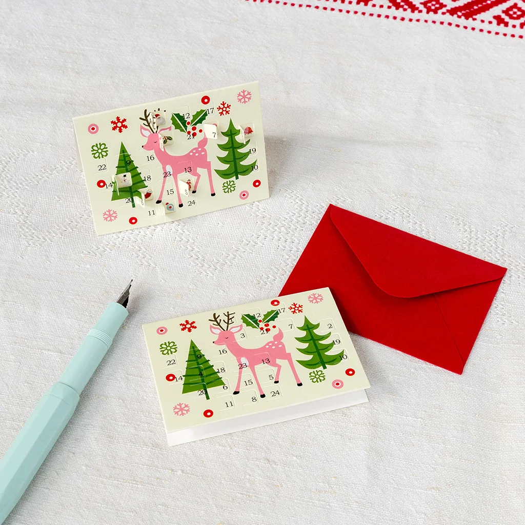 miniature advent calendar christmas card - 50s christmas
