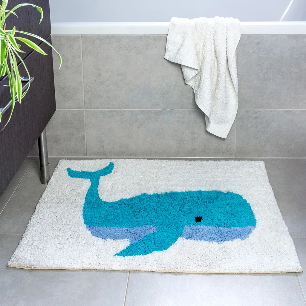 tapis de bain en coton tufté baleine