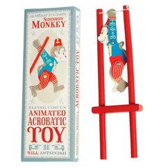 juguete mono acrobático de madera
