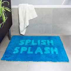 alfombrilla de nudos de baño en algodón - 'splish splash' azul