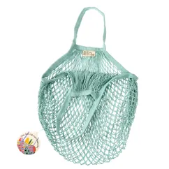 organic cotton net bag - duck egg blue