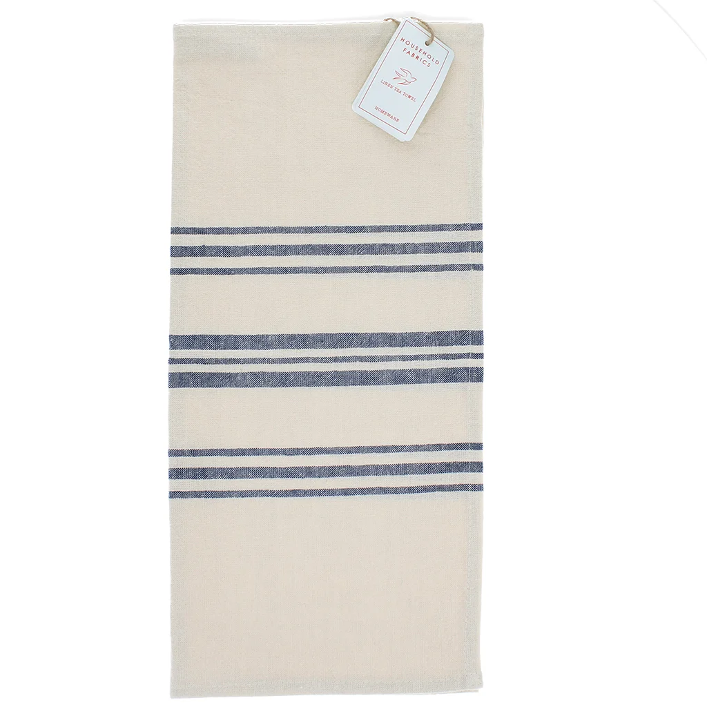 pure belgian linen tea towel - blue stripe