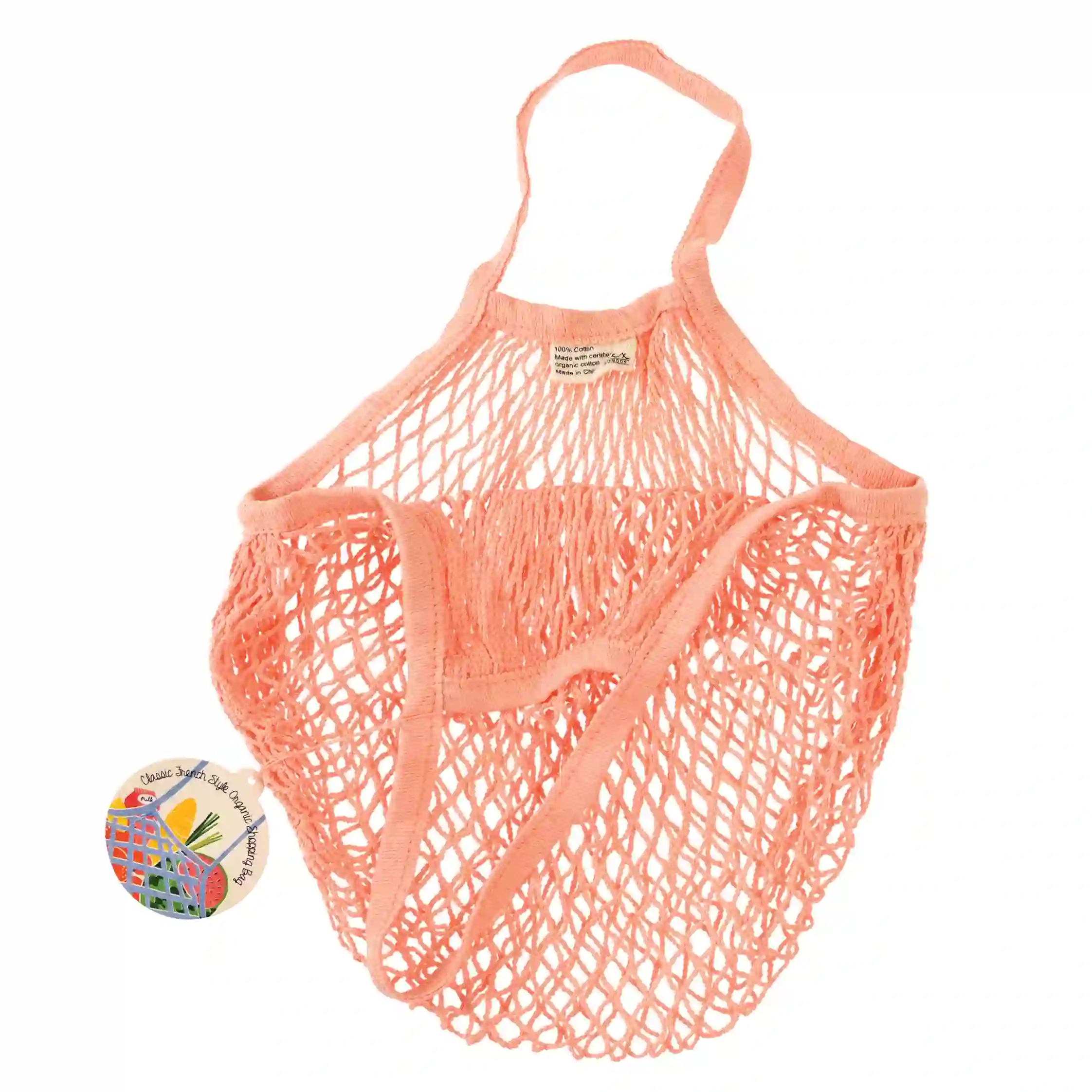 organic cotton net bag - coral