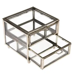 caja de latón con dos cajones en plata