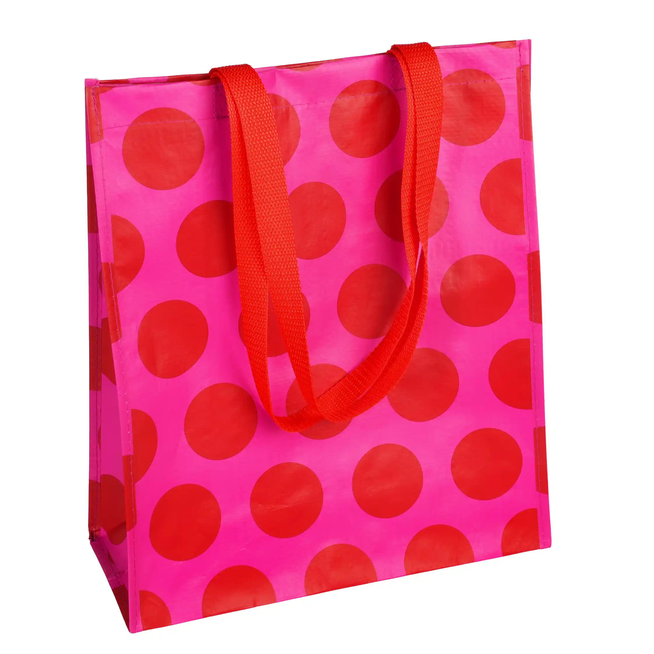 shopping bag - red on pink spotlight