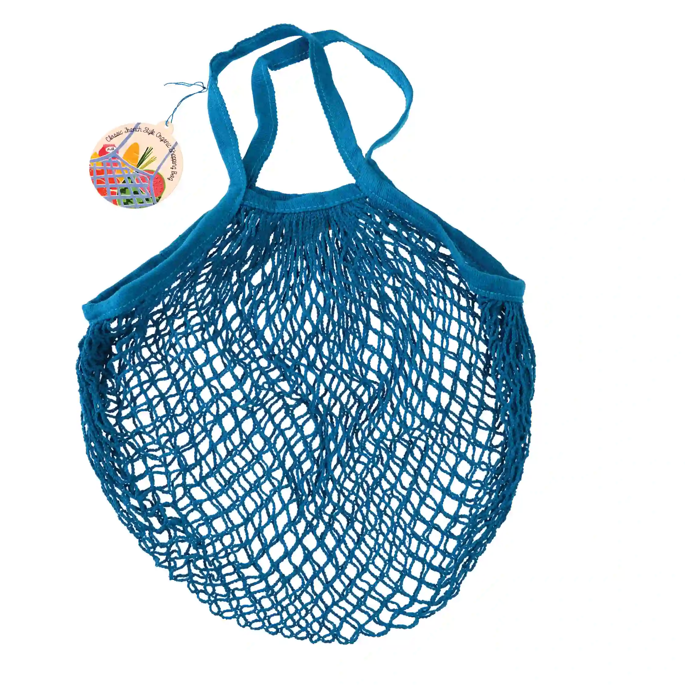 sac filet à provision bleu grec en coton biologique