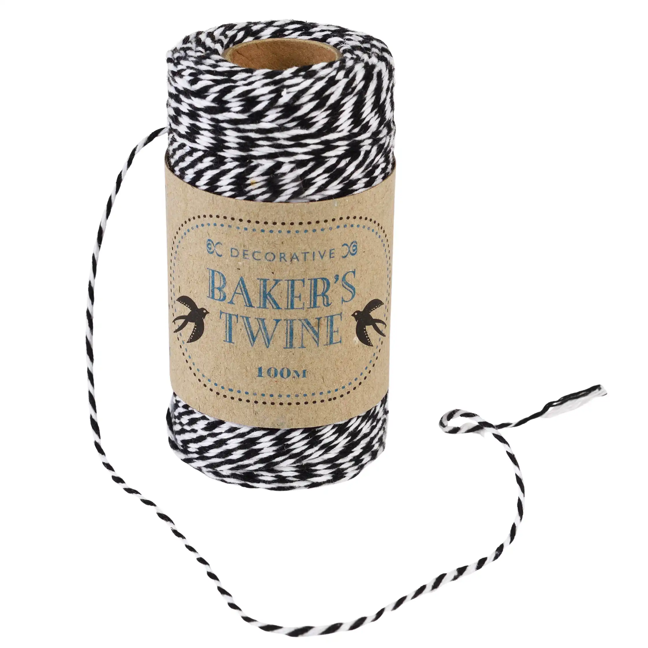 roll of twine (100m) - black and white