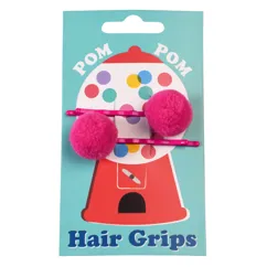 pom pom hair grips - pink