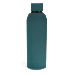rubber coated steel bottle 500ml - petrol blue