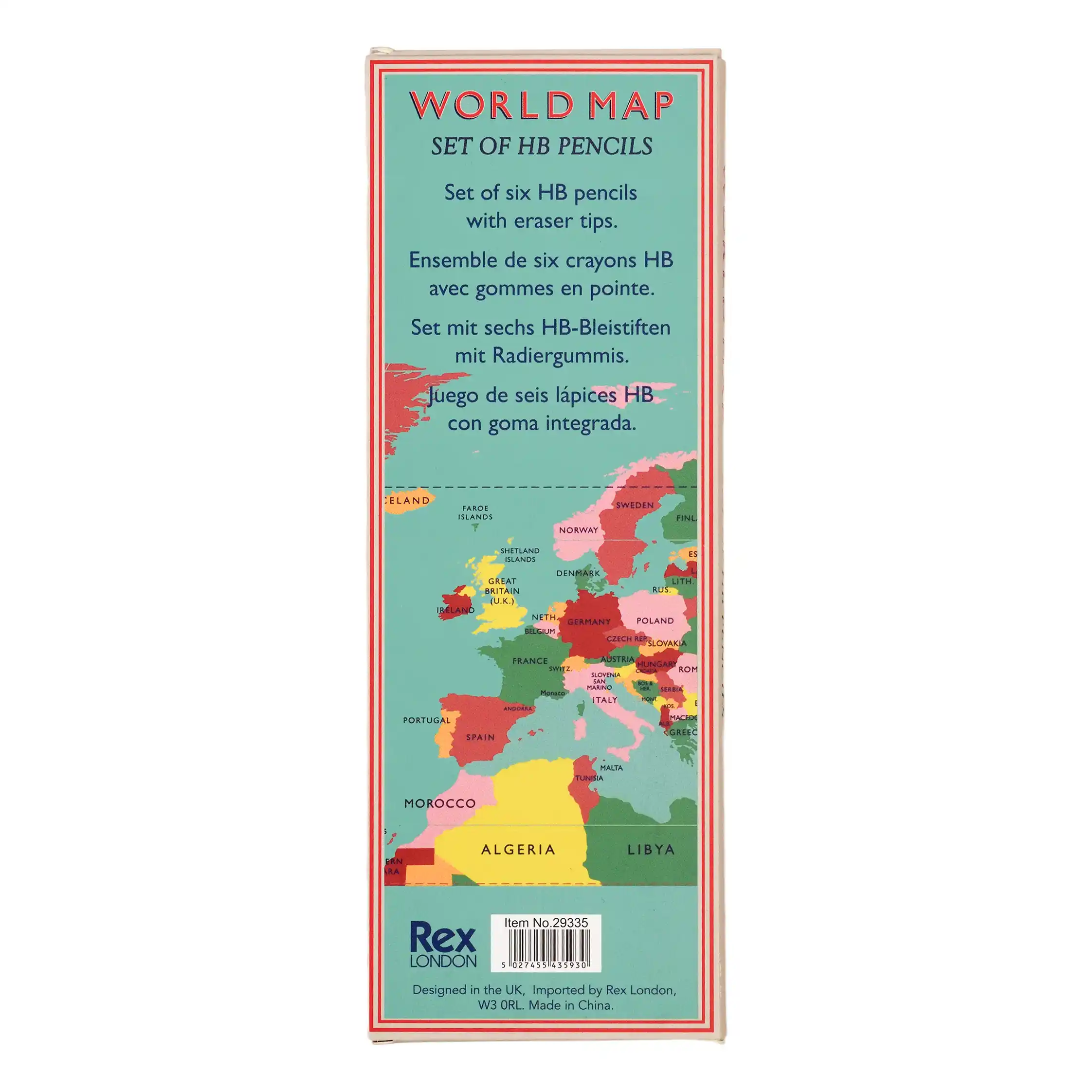 lápices hb world map (juego de seis)