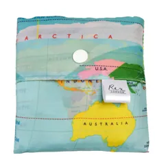 recycled foldaway shopper bag - world map