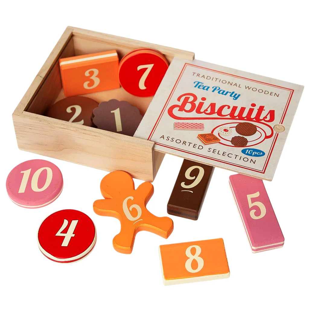 traditional wooden tea party biscuits