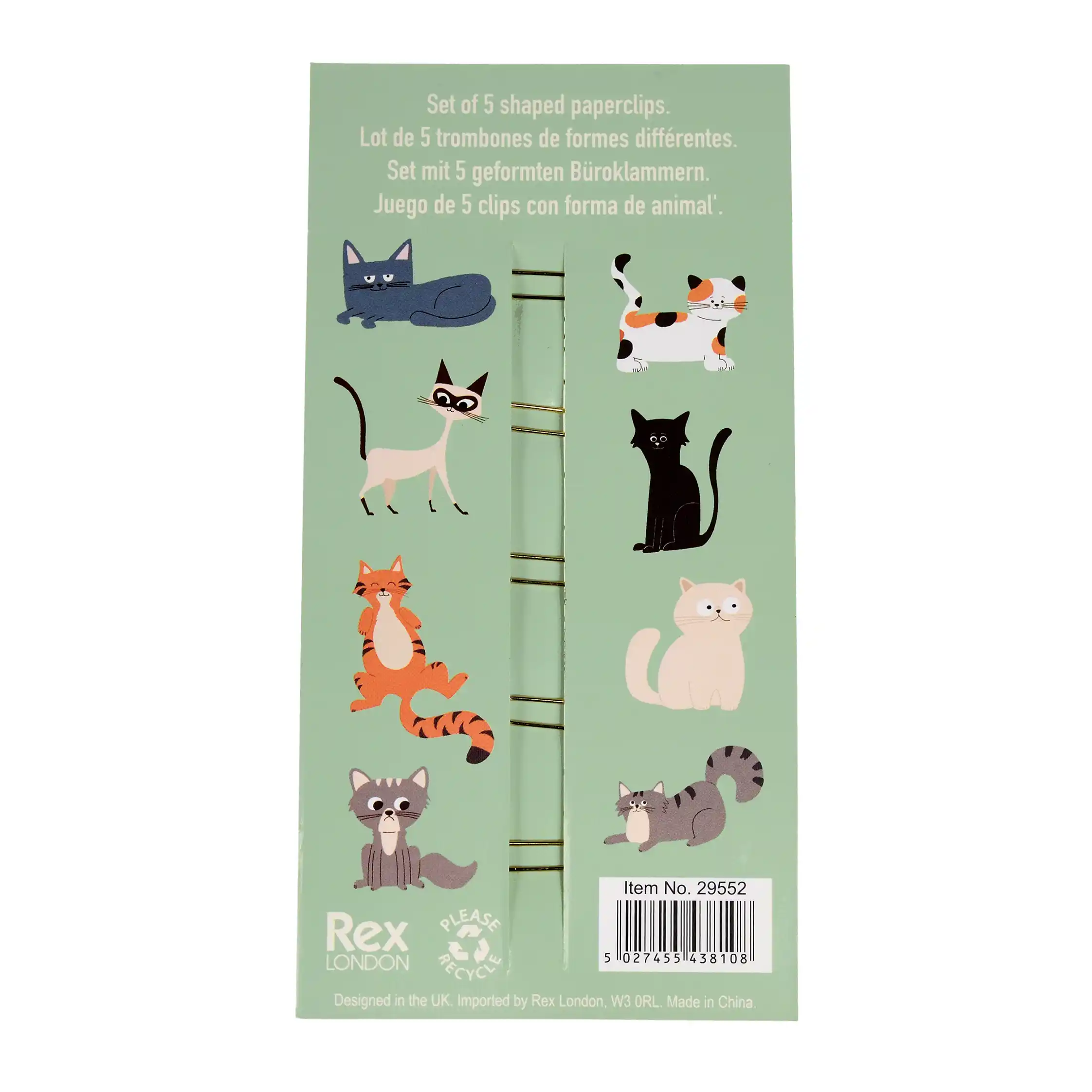 cat paper clips (set of 5) - nine lives