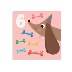 birthday card - dog and bones 'six'