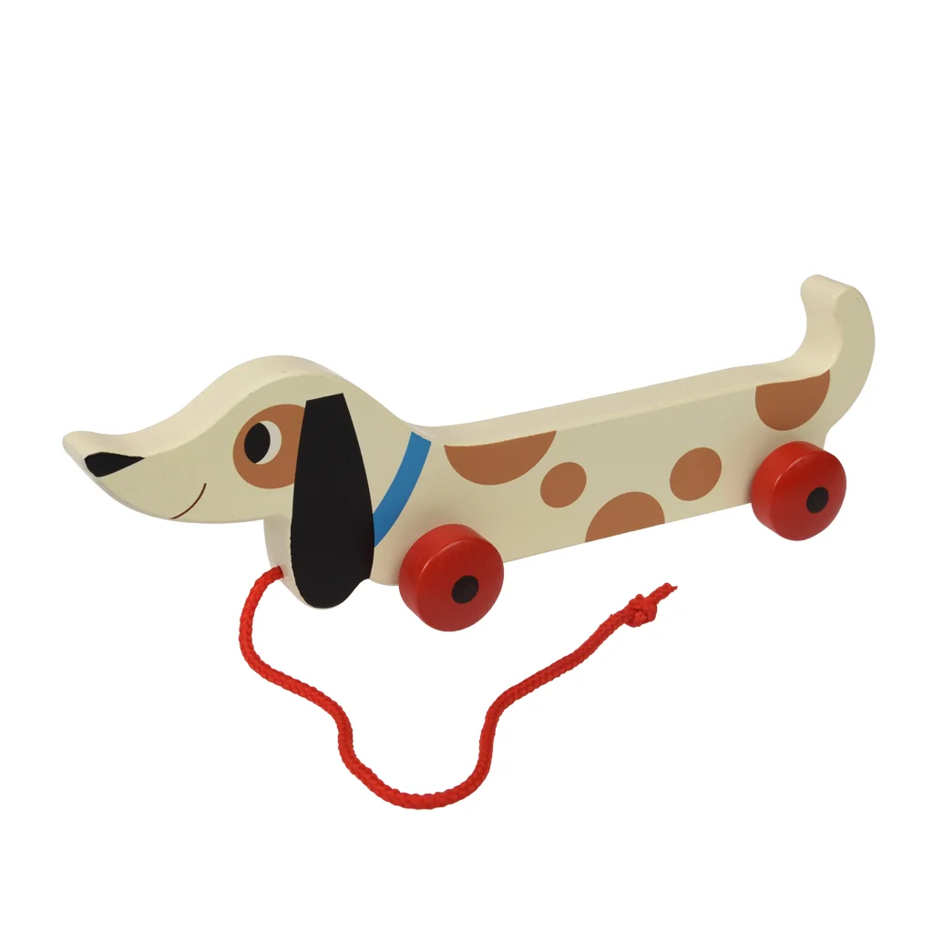 juguete de arrastre de madera - charlie the sausage dog