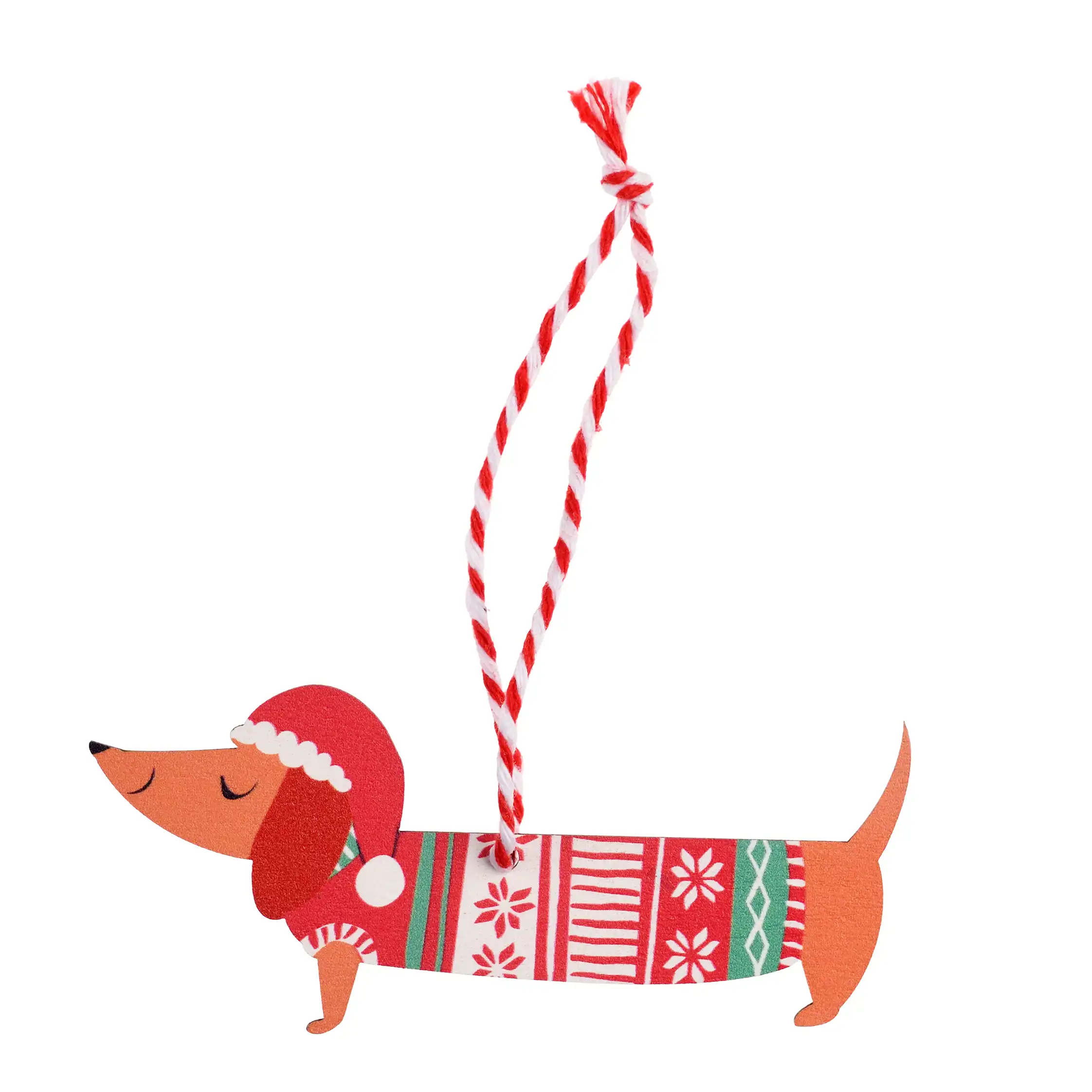 wooden hanging christmas decoration - sausage dog