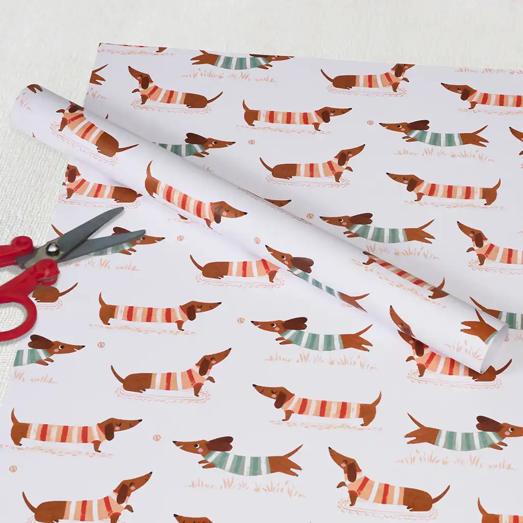wrapping paper sheets - sausage dog