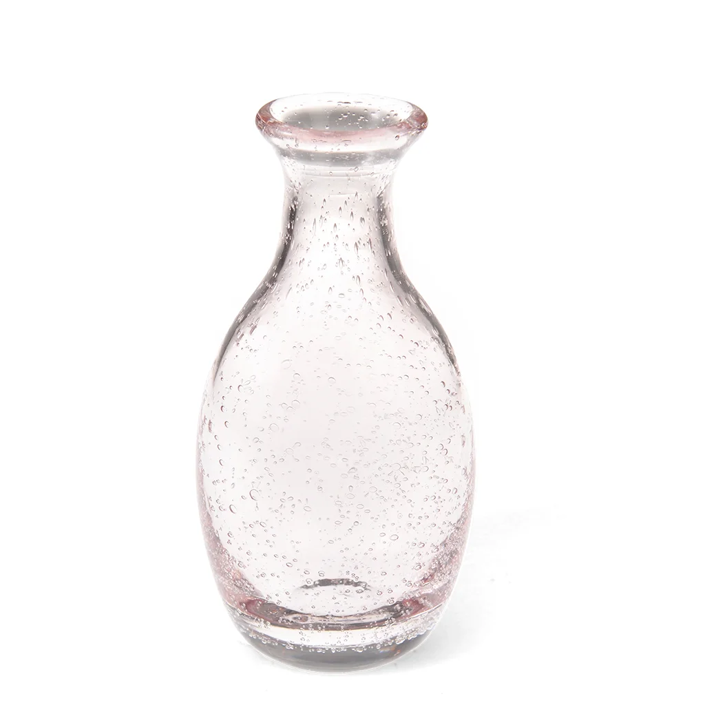 mundgeblasene kugelförmige vase aus glas (14cm) - pink