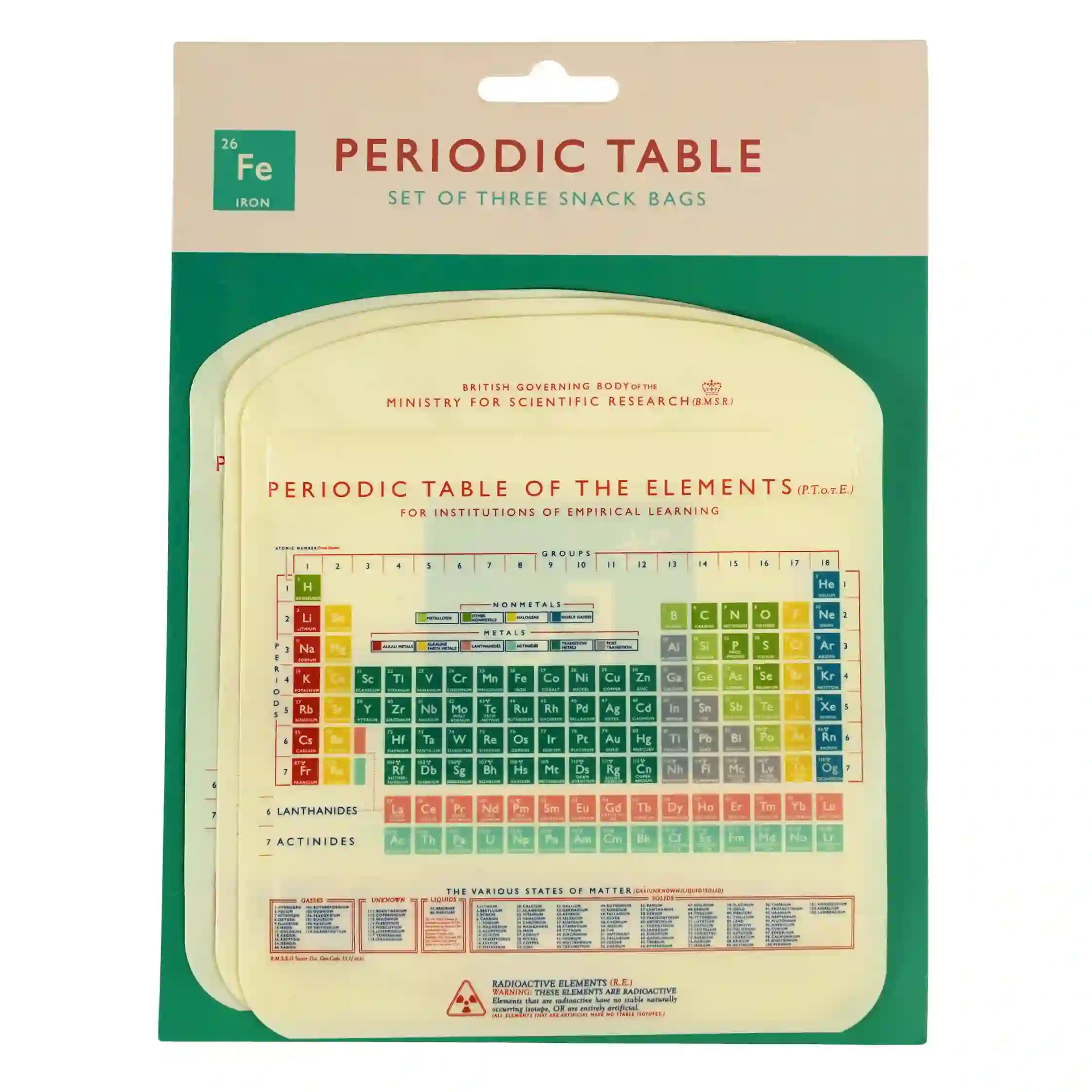 sacs à collation periodic table (ensemble de 3)
