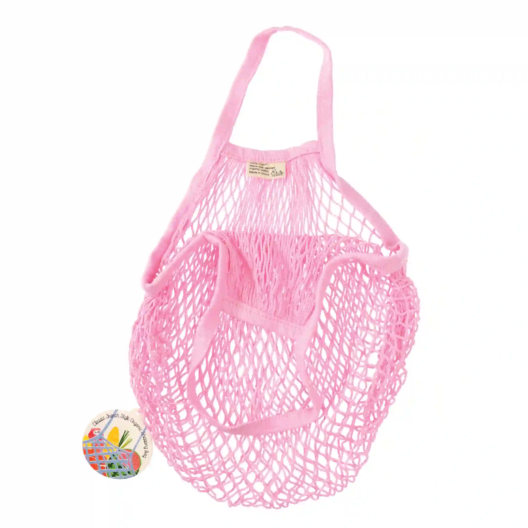 organic cotton net bag - baby pink