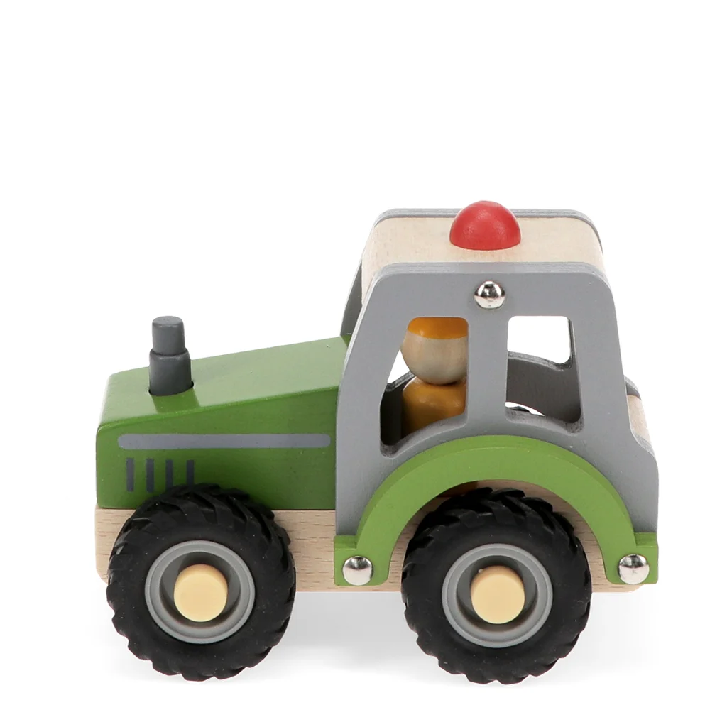 wooden push along vehicle toy - tractor (green)