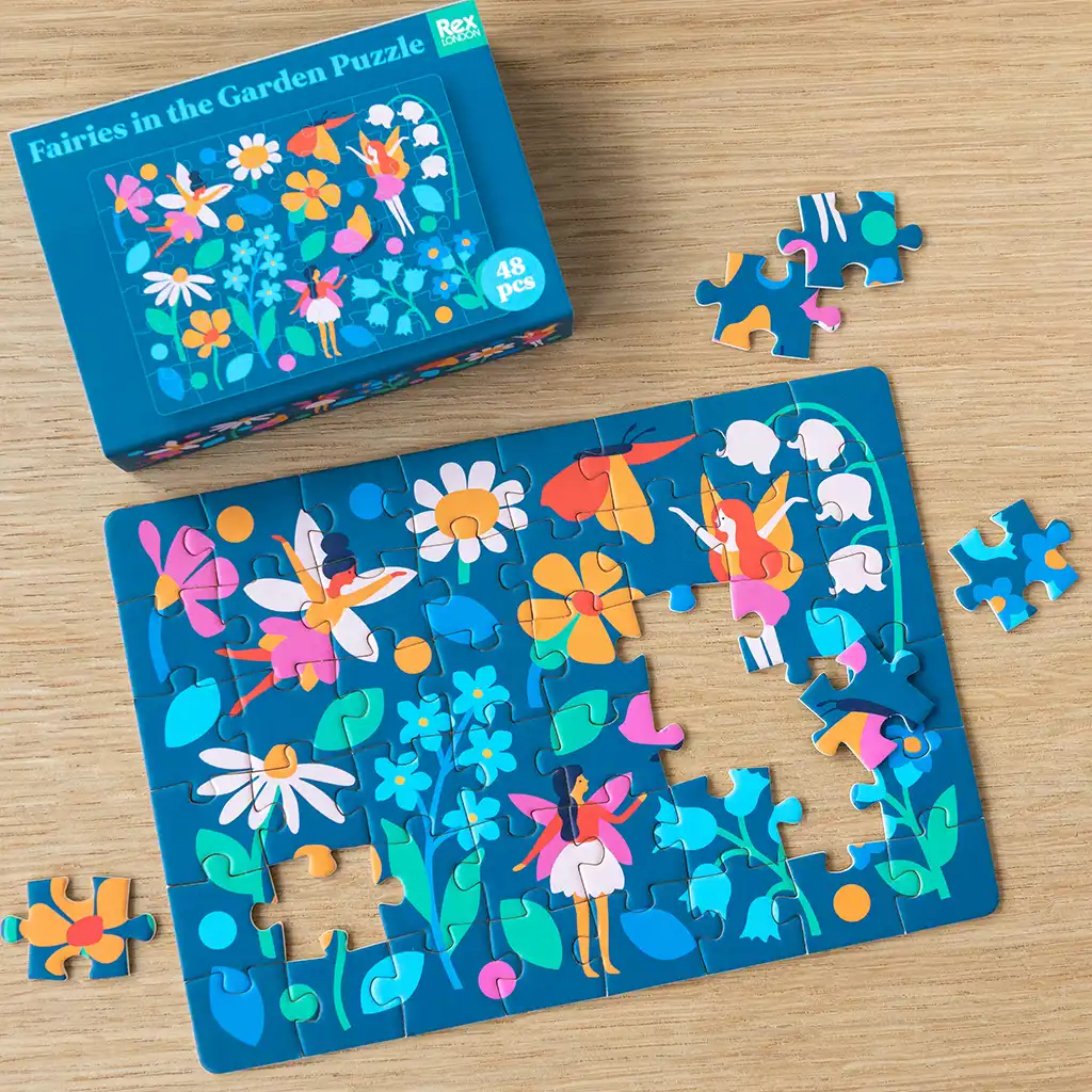 matchbox jigsaw puzzle - fairies in the garden