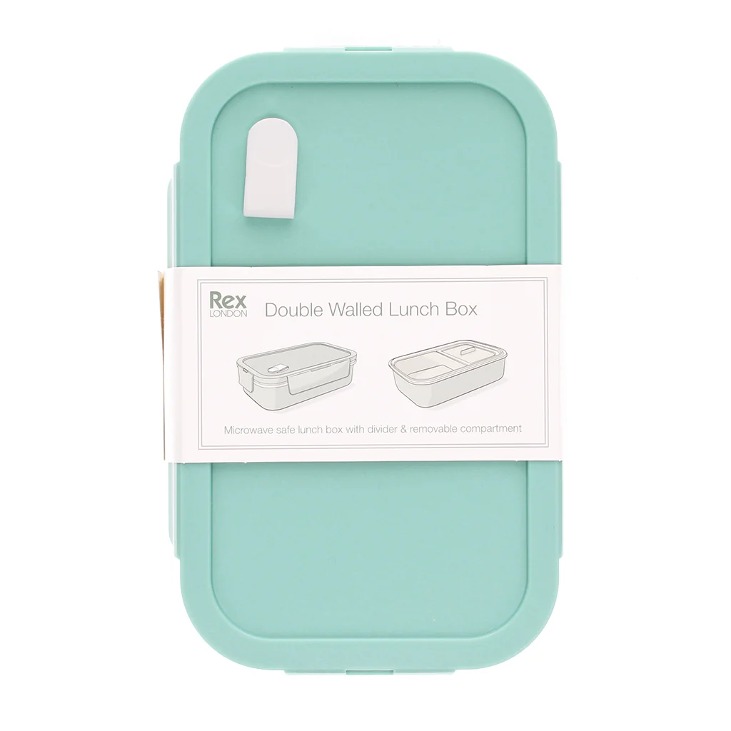 double wall lunch box with divider - pale blue