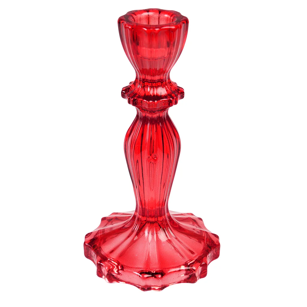 grand bougeoir en verre rouge