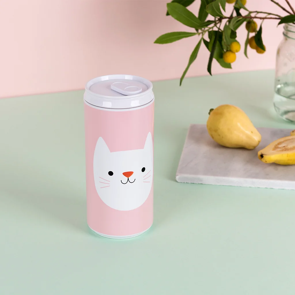 reusable eco can water bottle (330ml) - cookie the cat