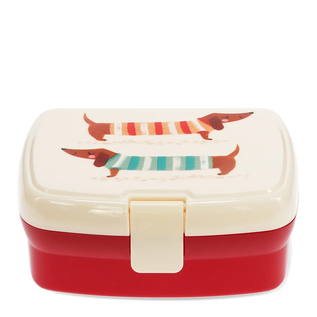 lunch box with tray - sausage dog (pattern)