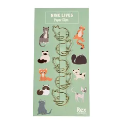 cat paper clips (set of 5) - nine lives cat paper clips (set of 5) - nine lives