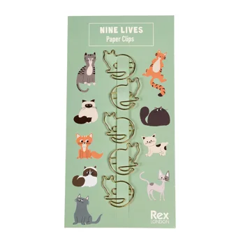cat paper clips (set of 5) - nine lives cat paper clips (set of 5) - nine lives