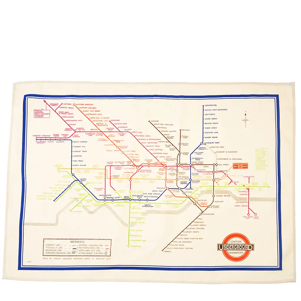 torchon en coton - tfl heritage tube map