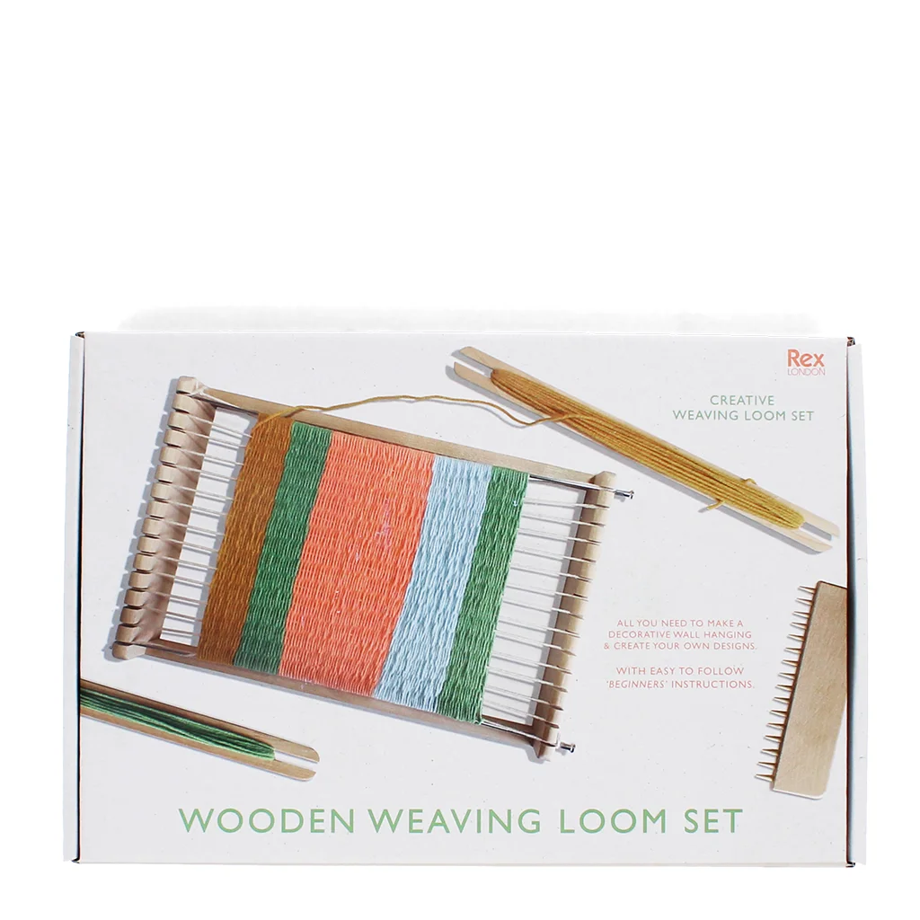 wooden weaving loom set