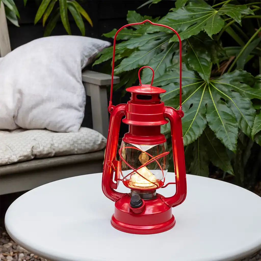 led hurricane lantern - red