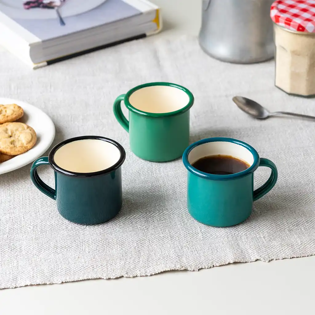 tasse à expresso en émail 150ml - vert foncé