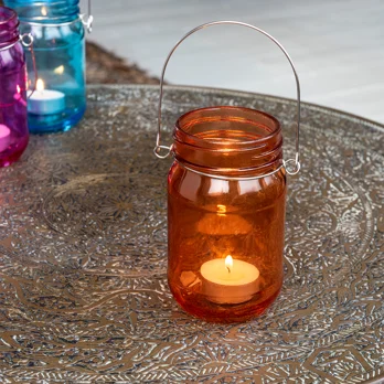 jam jar tealight holder - orange jam jar tealight holder - orange