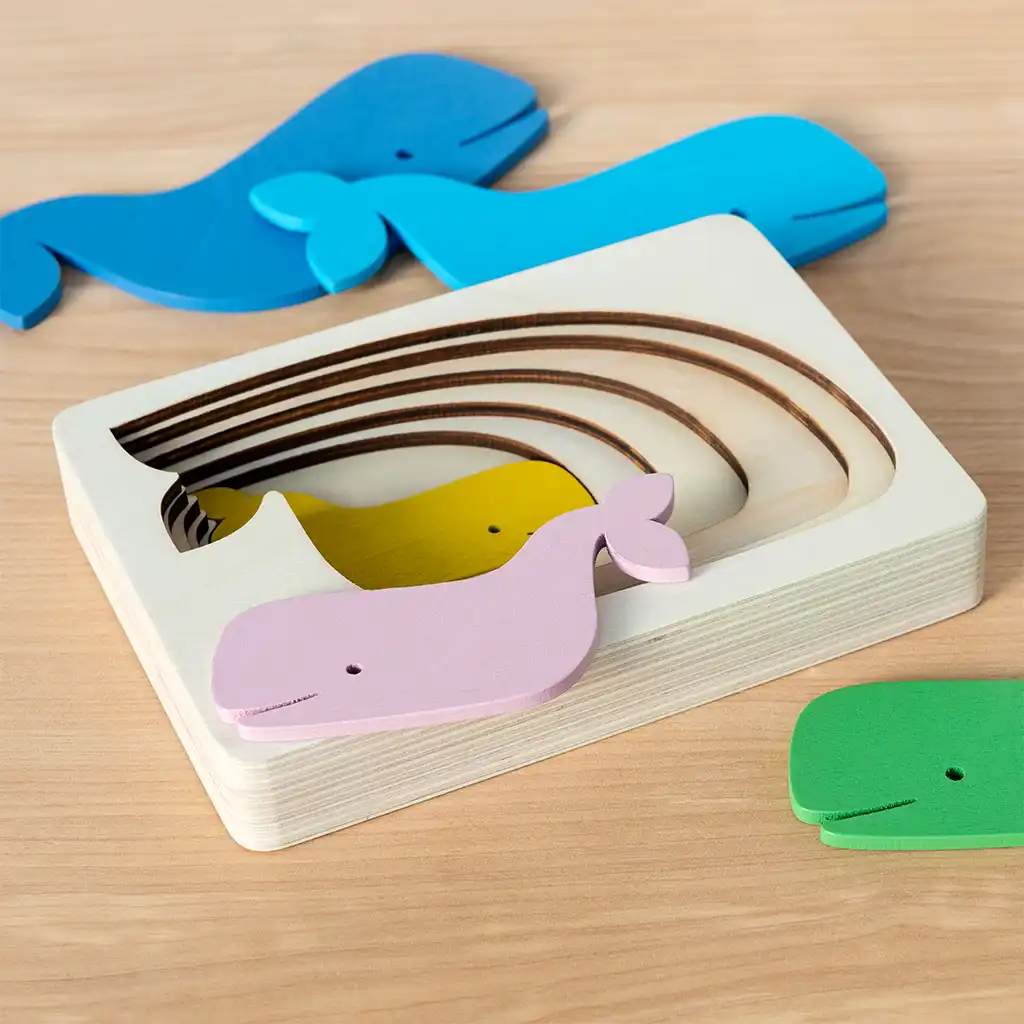 wooden layered puzzle (5 pieces) - whale