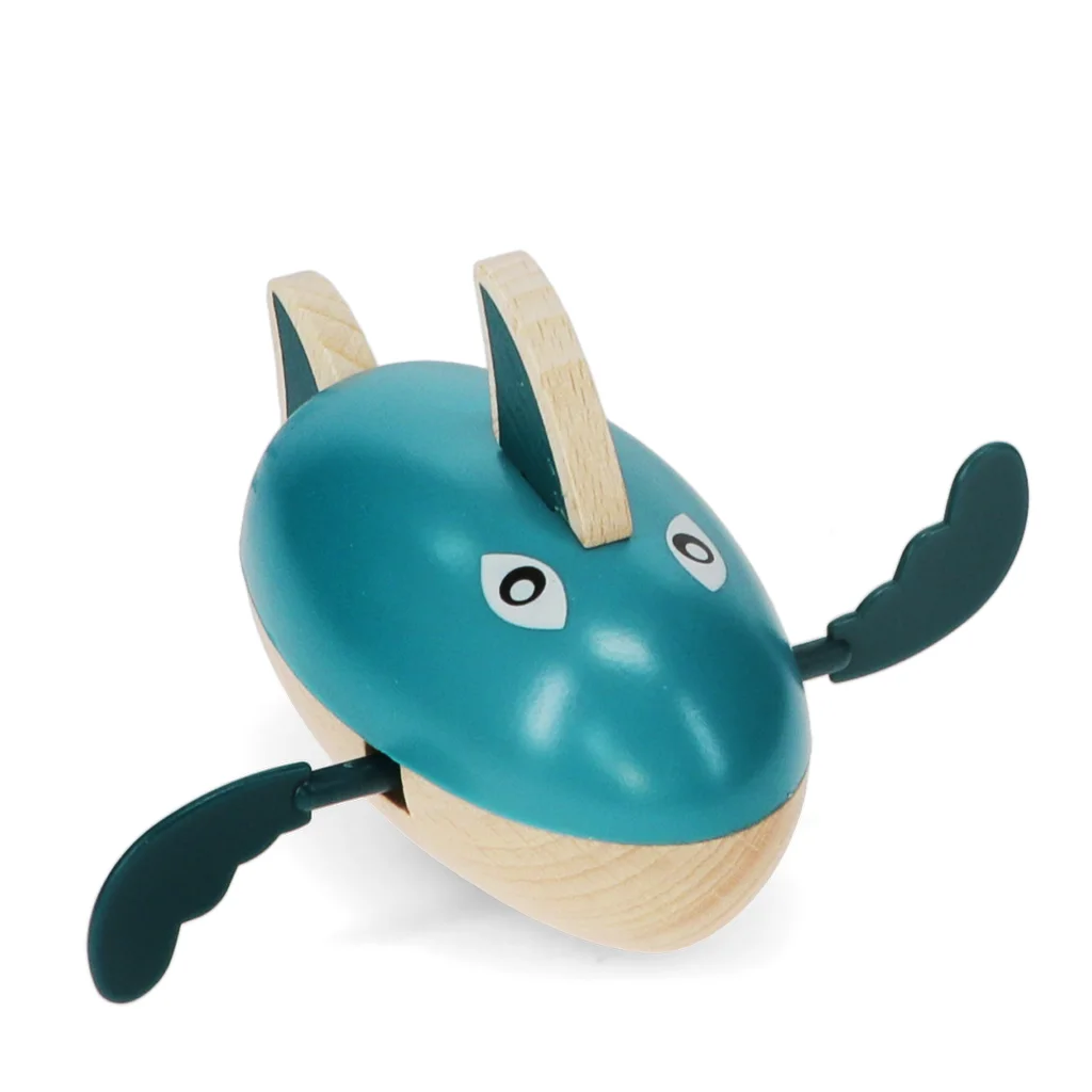 wooden wind-up bath toy - shark