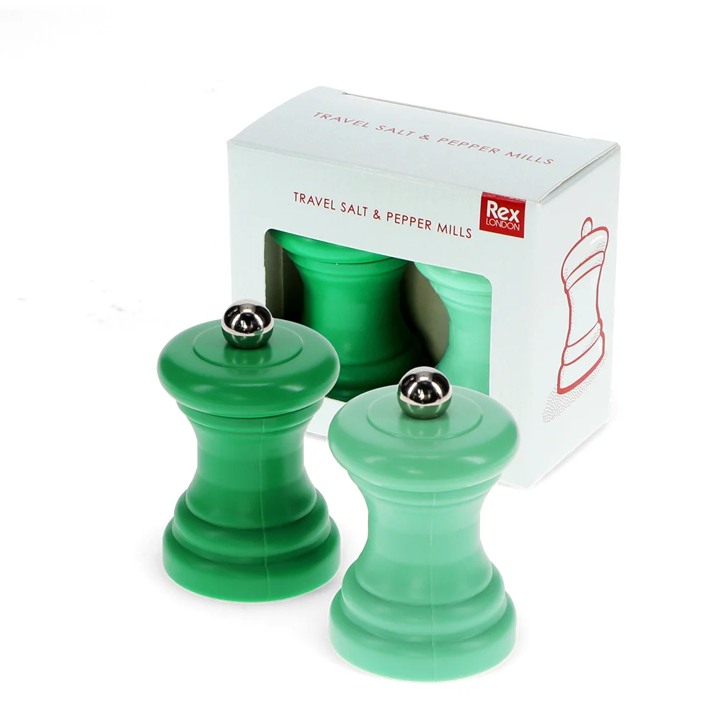 travel salt & pepper mill set - green