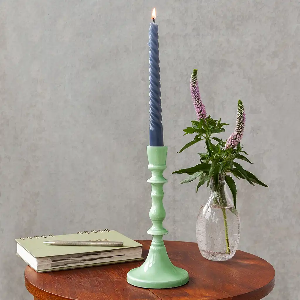 candelabro de esmalte (19 cm) - verde