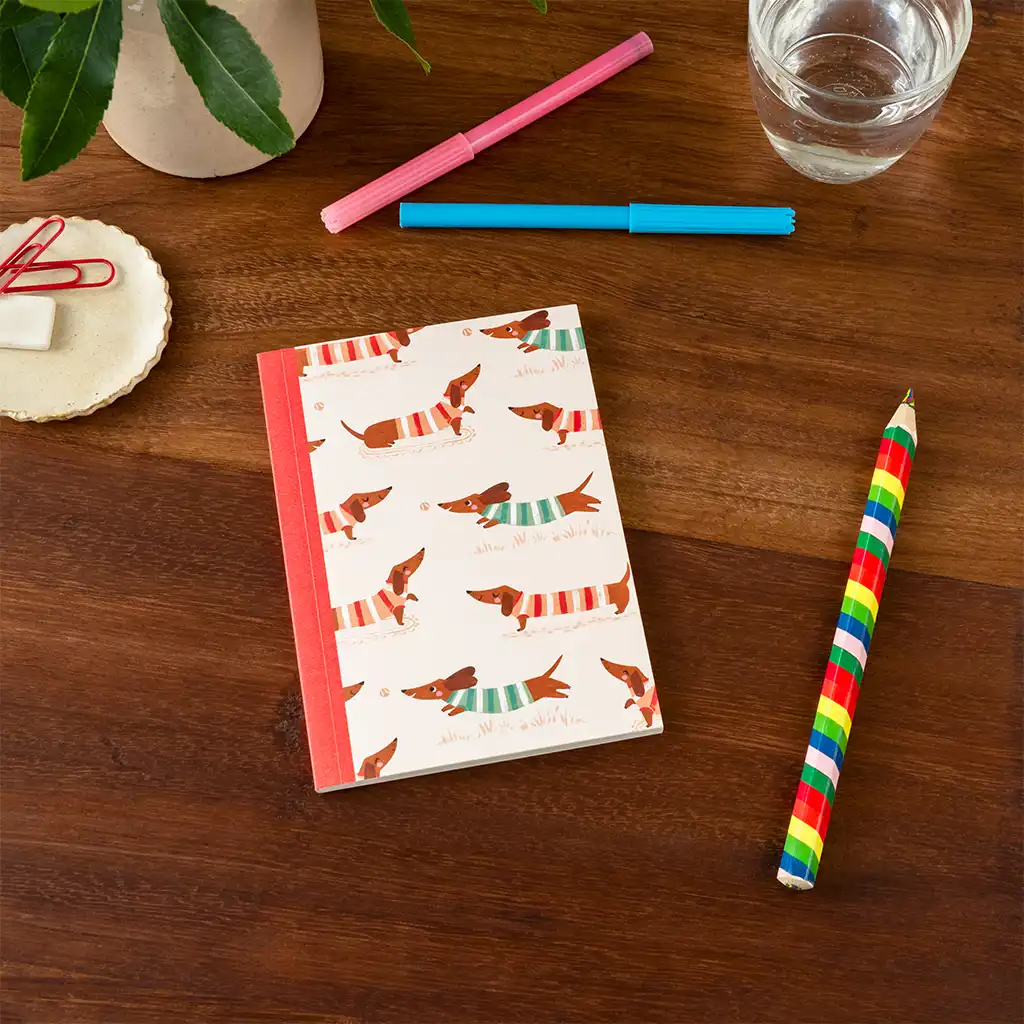 a6 notebook - sausage dog (pattern)