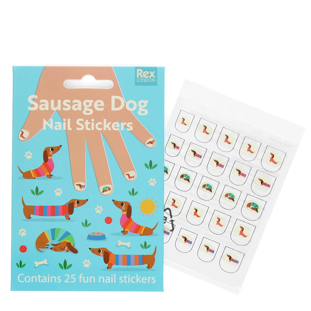 pegatinas para uñas infantiles - perro salchicha