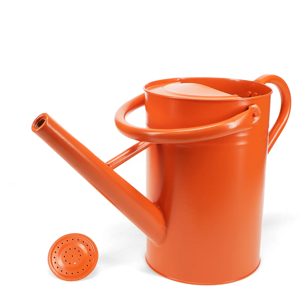 galvanised steel watering can 4.5l - orange