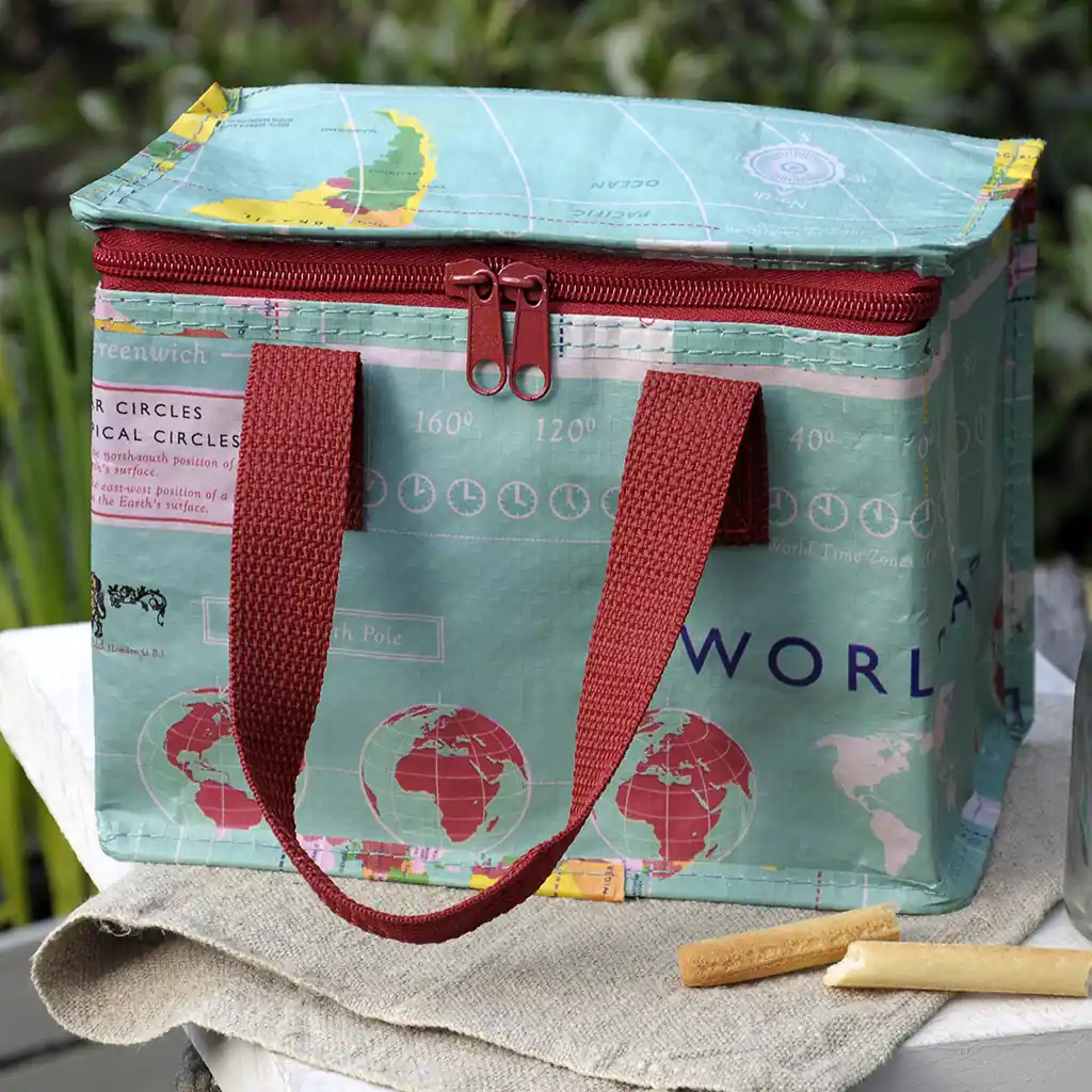 insulated lunch bag - world map